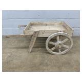 Wooden Rolling White Wash Painted Cart