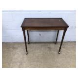 Rectangular Rolling Mahogany Side Table