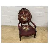 Victorian Needlepoint Upholstered Arm Chair