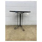 Circular Metal Patio Side Table with Wicker Insert