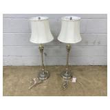 (2) Chrome Modern Lauren Table Lamps