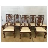 (8) Mahogany Carved Upholstered Dining Room Chairs