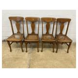 Set of 4 Oak Cane Seat Side Chairs