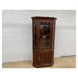 1 Pc. Mahogany Lighted Modern Corner Cupboard