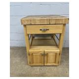 Rolling Butcher Block Top Kitchen Cabinet