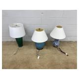 (2) Porcelain & (1) Art Glass Table Lamp