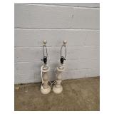 (2) Modern Wooden Turned Table Lamps