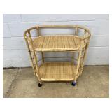 Bamboo 2-Tiered Rolling Cart