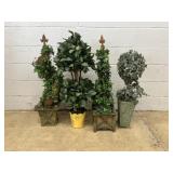 4 Topiary and Potted Fake Plants