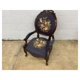 Victorian Needlepoint Upholstered Arm Chair