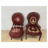 (2) Victorian Needlepoint Ladies Side Chairs