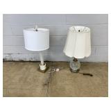2 Table Lamps - Alabaster & Glass