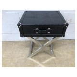 1-drawer Black Tooled Leather End Table