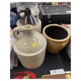 (2) Stoneware Jugs with F.H. Cowden Crock