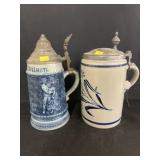 (2) Stoneware Beer Steins