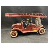 Vintage Tin Litho Wind-Up Fire Truck