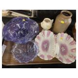 Art Glass with Porcelain Divided Bowl