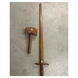 Wood Mallet with Crafted Sword