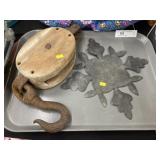 Wooden Pulley with Tin Work