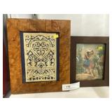 Framed Scherenschnitte with Lithograph