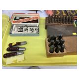 Letter and Number Stamps with Pocket Knives