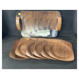 Teakwood Plates with Serving Tray