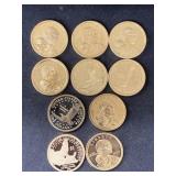 (9) Sacagawea Gold Plated Coins