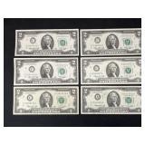 (6) 1976 $2 Bills