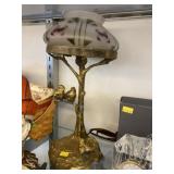 Brass and Satin Glass Table Light