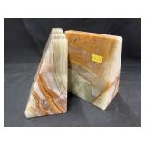 Glass Sculptures with Alabaster Bookends