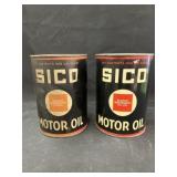 (2) Sico 1 Qt. Oil Cans