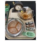 Shelf Clock, Depression Glass