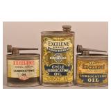 3 Early "Excellene" Bicycle Handy Oil Cans