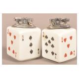 Pair of Porcelain Dice-Shaped Cigarette Lighters