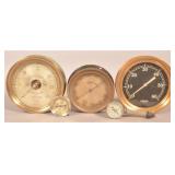 Group of Antique Brass & Nickel Steam Gauges