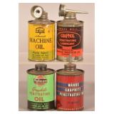 4 Vintage Round Lead Top Handy Oilers