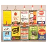 Collection of 10 Lead & Plastic Top Handy Oilers