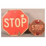 2 Vintage Automobile Stop Signs