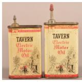 Tavern Electric Motor Oil Socony-Vacuum Oil Cans