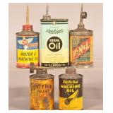 5 Early Handy Oilers Each Made in Illinois