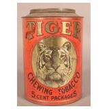 Large Tiger Chewing Tobacco Store Tin