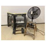 Folding Sawhorses, Electric Fan, Step Ladder, etc.