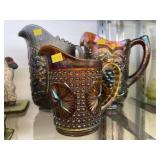 (3) Carnival Glass Pitchers