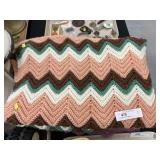 (2) Sawtooth Pattern Afghans