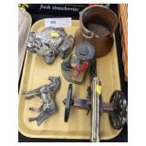 Cast Metal Frog, Bookend, Cannon, Copper Pot