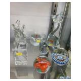 Art Glass Paperweights with Figurines
