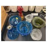 Art Glass Toothpick Holders, Candlesticks, Vase