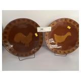 (2) Ned Foltz Redware Plates