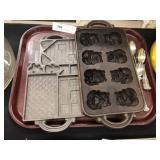 German Silver Spoons, Cast Metal Food Molds