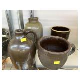 Stoneware Storage Jug and Crocks